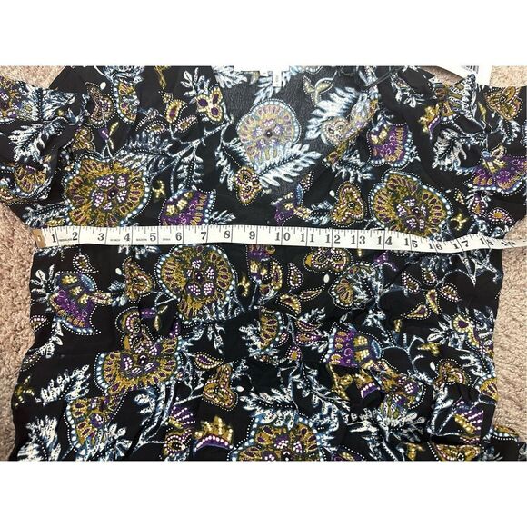 BA&SH Women's M Volver Elbow Sleeve Mini Dress Black Paisley Boho Western Flowy - Picture 10 of 12